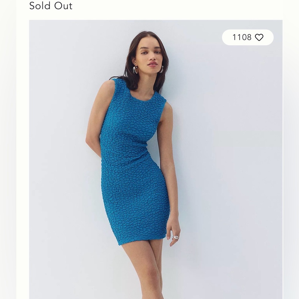 ANTHROPOLOGIE textured blue mini dress